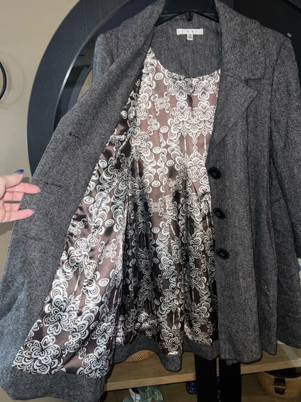 CAbi Taupe-Gray A-Line Wool-Blend Pea Coat 8 - Picture 11 of 16